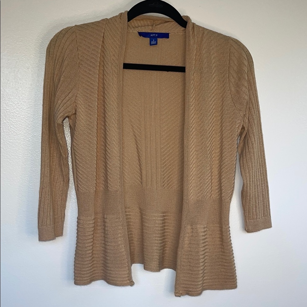 Womens tan open front sweater cardigan-like size small